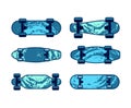 Set of skateboard icons isolated on white background. Flat style. Modern skate board design. Royalty Free Stock Photo