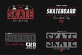 Set of skateboard New York t-shirt. Brooklyn skateboarding slogan print for t shirt. Apparel typography graphics