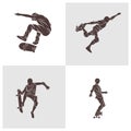 Set of Skateboarder vector illustration design. Skateboarder logo design Template Royalty Free Stock Photo