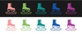 Set Skates icon isolated on black and white background. Ice skate shoes icon. Sport boots with blades. Vector Royalty Free Stock Photo