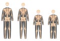 Set of Skeleton costume Human bones for whole family front view men women, boy, girl for Halloween, festivals