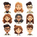 Set of Skeptical Faces: Cartoon Style Head Shots AI Generated