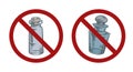 Set of sketch bottles in forbidden sign. Ban on natural medicine. Prohibition perfumes and potions. Vector object