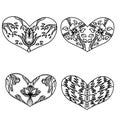 Set of sketch Decoration patterned hearts