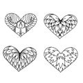 Set of Sketch design decoration patterned hearts.