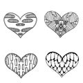 Set of Sketch design decoration patterned hearts.