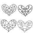 Set of Sketch design decoration patterned hearts.