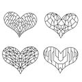 Set of Sketch design decoration patterned hearts.