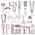 Tools and hair care products Royalty Free Stock Photo