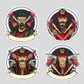 Set of sketch fireman stickers