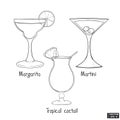 Set sketch hand drawn drinks Royalty Free Stock Photo