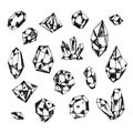 Set of sketch hand drawn vector crystals