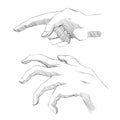 Set of sketch hands.