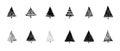 Set of sketch textured hand drawn christmas trees Royalty Free Stock Photo