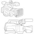 Set of sketch a video camera on a white backgroundra. video camera, vector sketch illustration for training tamplate Royalty Free Stock Photo