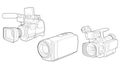 Set of sketch a video camera on a white backgroundra. video camera, vector sketch illustration for training tamplate Royalty Free Stock Photo