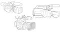 Set of sketch a video camera on a white backgroundra. video camera, vector sketch illustration for training tamplate Royalty Free Stock Photo