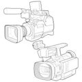 Set of sketch a video camera on a white backgroundra. video camera, vector sketch illustration for training tamplate Royalty Free Stock Photo