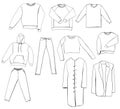 Set of sketch womens clothing