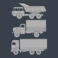 Set of sketched silhouettes of trucks. Vector illustration