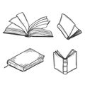 Set of sketches of books vector and illustration, black and white, hand drawn, sketch style, isolated on white background.. Vector Royalty Free Stock Photo