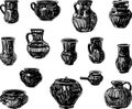A set of sketches of clayware Royalty Free Stock Photo