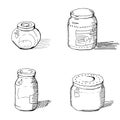 Set of sketches of closed glass jars