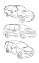 The sketches of a minivans.