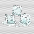 Set of sketchy transparent ice cubes. Royalty Free Stock Photo