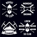 Set of Ski Club. Vintage Mountain winter badges. Outdoor adventure logo design.Snowboard icon symbol Royalty Free Stock Photo