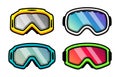 Set of ski masks of different colors isolated on a white background.