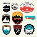 Set of ski patrol mountain badges and logo patches Royalty Free Stock Photo