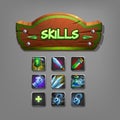 Set of skills for game. Elements of interface.