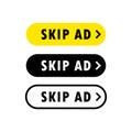 Set of skip ad button. Stop advertisement. Skip or stop ad button. Vector on isolated white background. EPS 10 Royalty Free Stock Photo