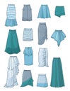 Set of skirts with asymmetry and folds Royalty Free Stock Photo