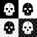 Set Skull icon isolated on black and white, transparent background. Pirate captain. Happy Halloween party. Vector Royalty Free Stock Photo