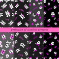 Set of skull seamless patterns