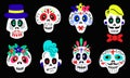 Set of skulls stickers vector design