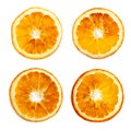 Set of slice of dried orange isolated on white Royalty Free Stock Photo