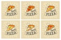 Set slice pizza Pepperoni, Hawaiian, Margherita, Mexican, Seafood, Capricciosa. Flat icon Royalty Free Stock Photo