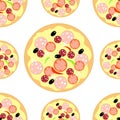 Set a slice of pizza seamless pattern. vector illustration Royalty Free Stock Photo