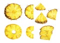 Set of slice ripe pineapple.