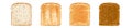 Set of sliced bread toast vector. Slice of a whole wheat white bread. Bakery, food, piece of roasted crouton for