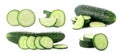 Set of sliced cucumbers on background. Banner design Royalty Free Stock Photo