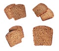 Set of sliced rye bread close up on white background Royalty Free Stock Photo