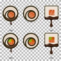 Set of 6 slices sushi rolls logotypes