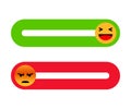 Set of slider button with happy and angry emoticon for social media - vector