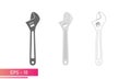 A set of sliding wrenches in the closed state, icon. Adjustable wrench. Isolated on a white background. Flat vector Royalty Free Stock Photo