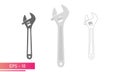 Set of sliding wrenches in the opened state, icon. Adjustable wrench. Isolated on a white background. Flat vector Royalty Free Stock Photo