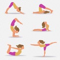 Set Of Slim Sportive Young Woman Do in Yoga Transparent Background